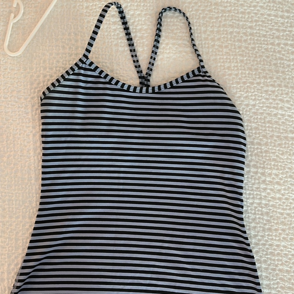 Lululemon Power Y tank purple black stripe size 6